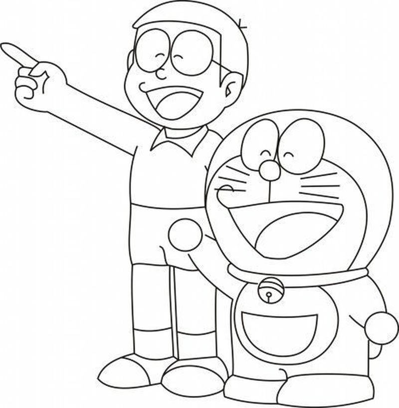 Bức phác họa Doraemon vui vẻ thân thiện