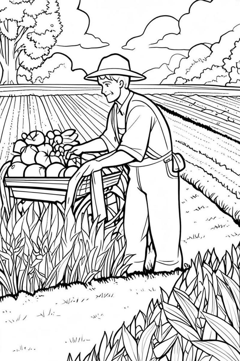 Bức phác họa bác nông dân mỉm cười