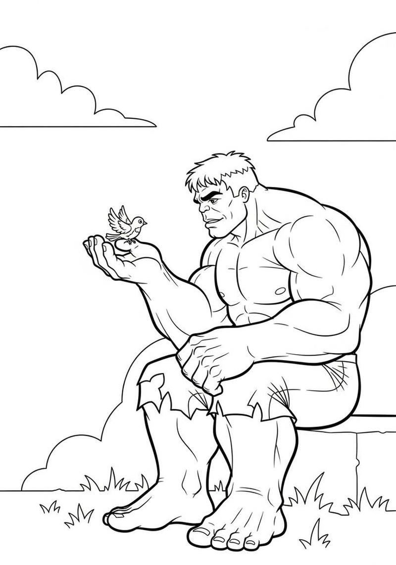 Bức phác thảo người khổng lồ xanh tranh tô màu Hulk