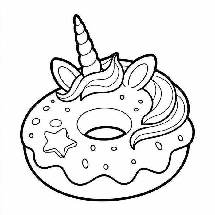 Bức tranh tô màu bánh donut kì lân