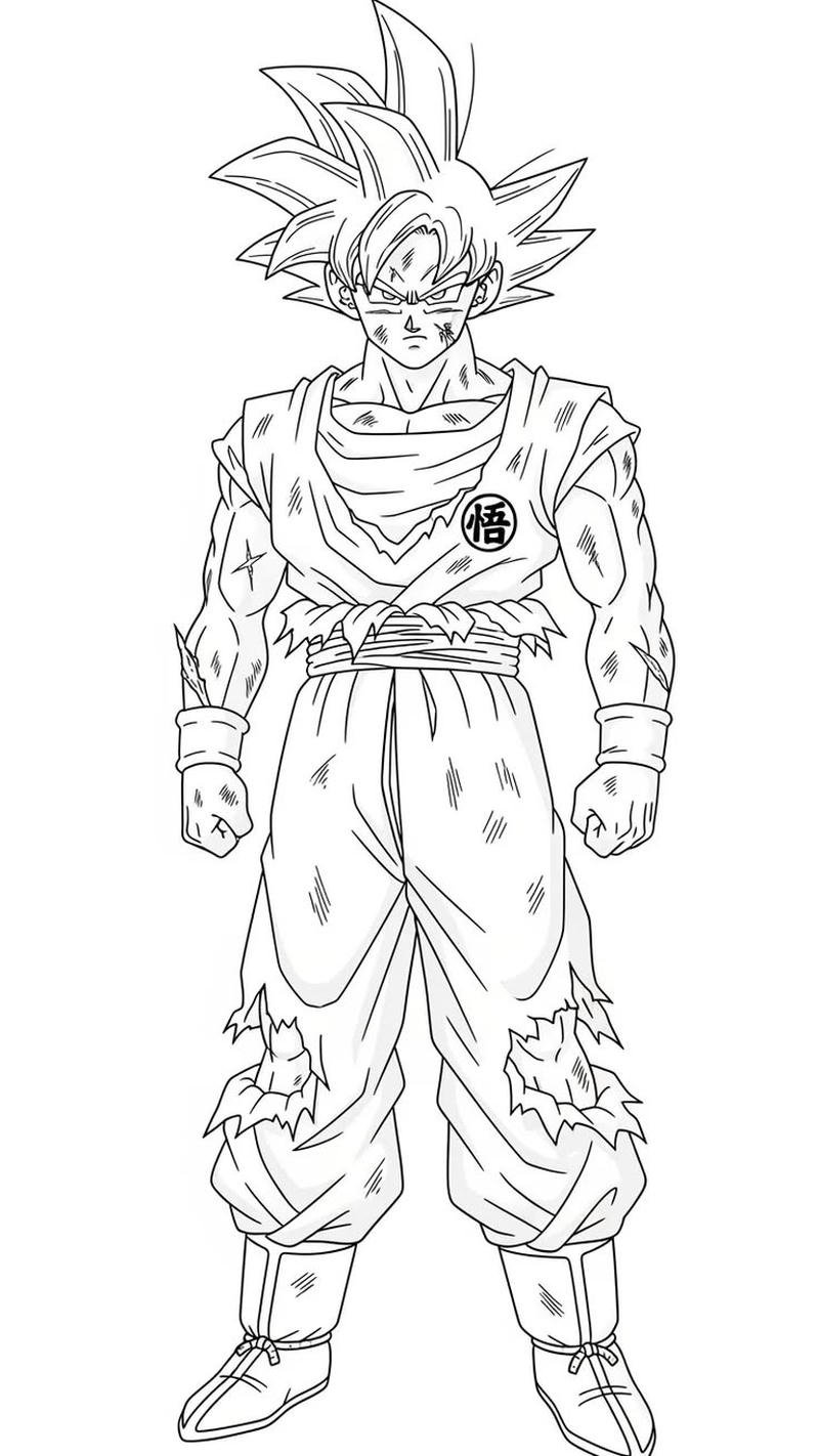 Bức vẽ chiến binh Dragon Ball nét viền đậm