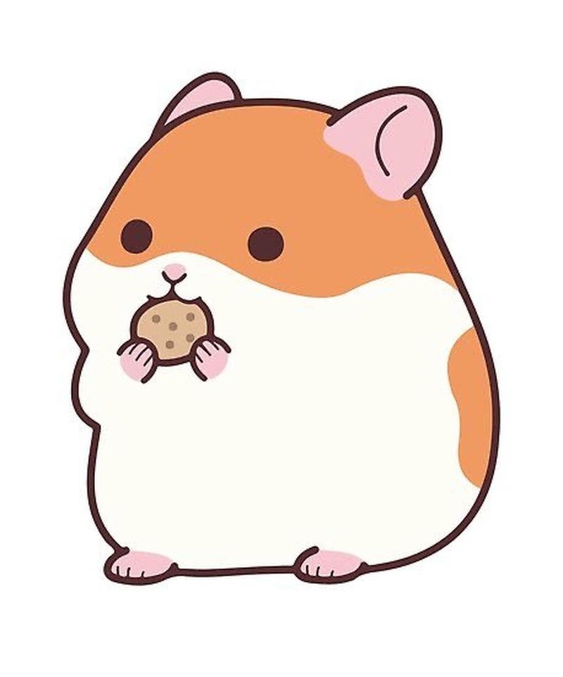 Hamster chibi đứng nghiêng với phong thái rất đáng mến
