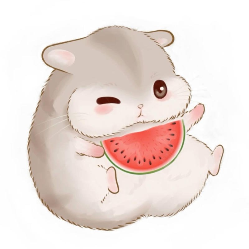 Hamster chibi má phồng nhắm mắt trong giấc ngủ sâu