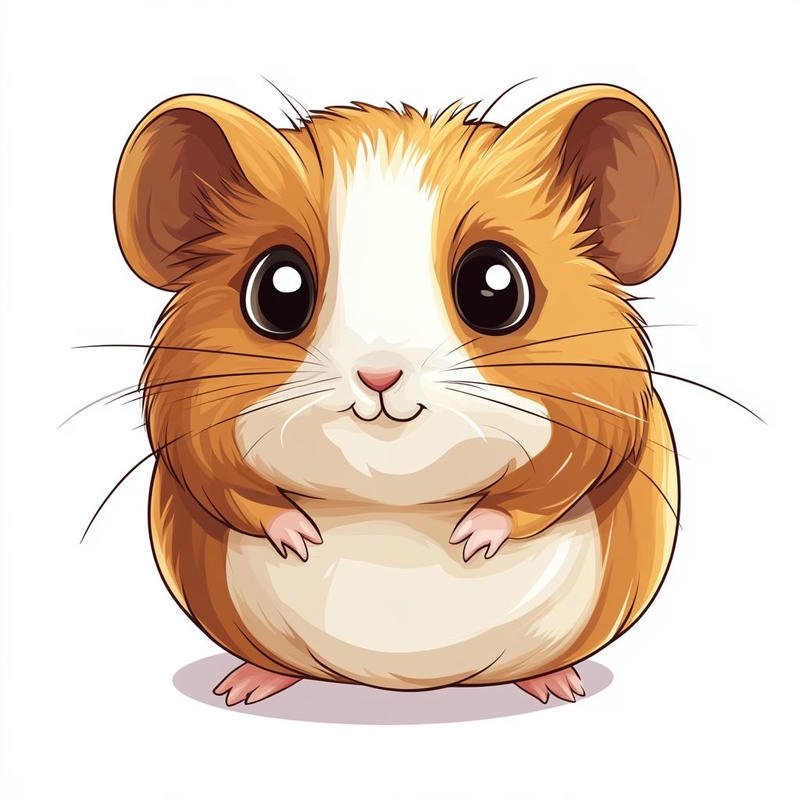 Hamster chibi nằm cuộn tròn ngủ giữa không gian yên