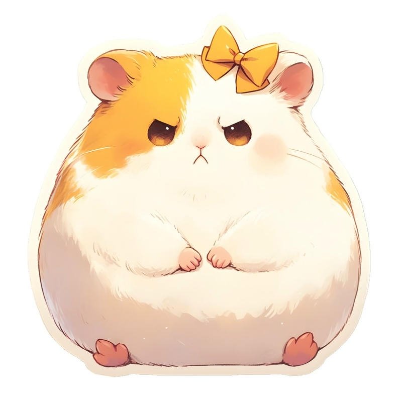 Hamster chibi nằm gọn với tư thế cuộn tròn ấm