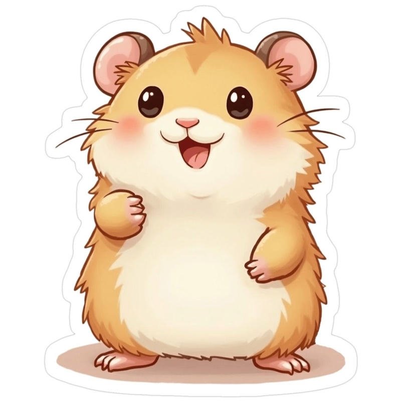 Hamster chibi ngủ yên với thân hình tròn đáng yêu