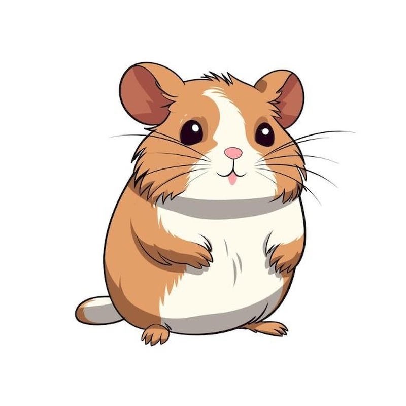 Hamster chibi ôm hạt nhỏ trong tư thế ngồi yên