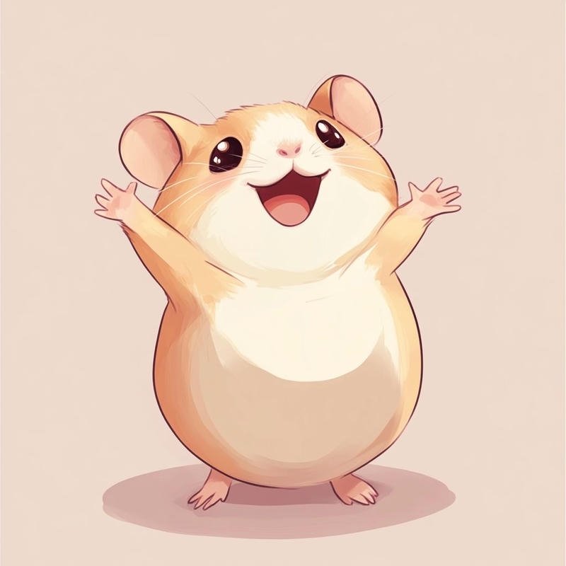 Hamster chibi tạo dáng ngồi với tư thế tự nhiên