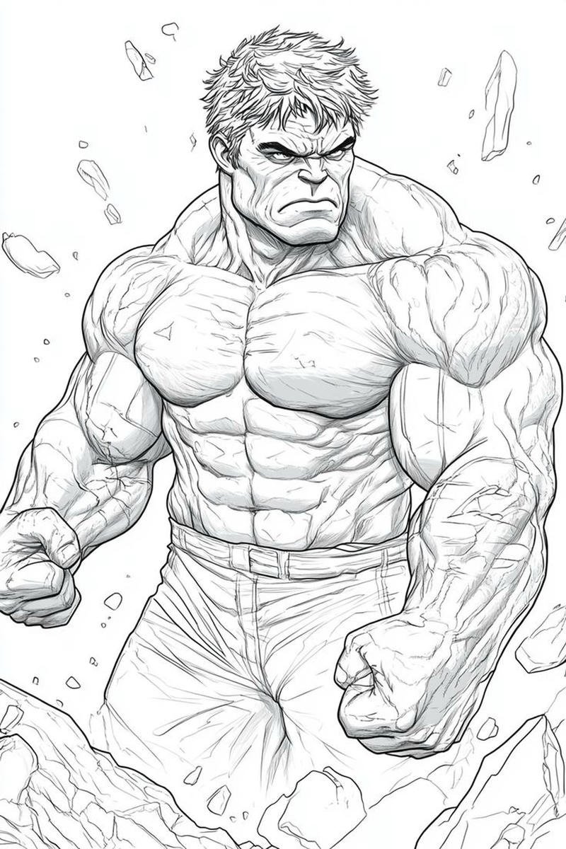 Hình ảnh Hulk nét vẽ mềm mại dễ tô