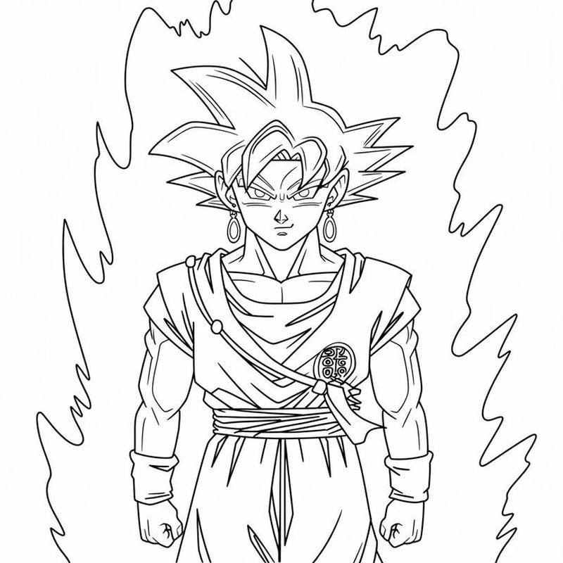 Hình ảnh Songoku đứng chiến đấu tranh tô màu Songoku