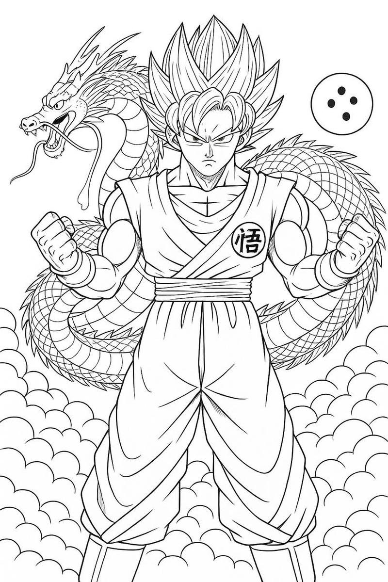 Hình ảnh Songoku phong cách anime trắng đen
