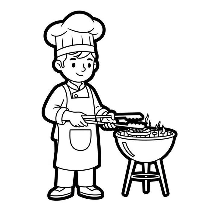 Hình ảnh bé mặc tạp dề nấu ăn
