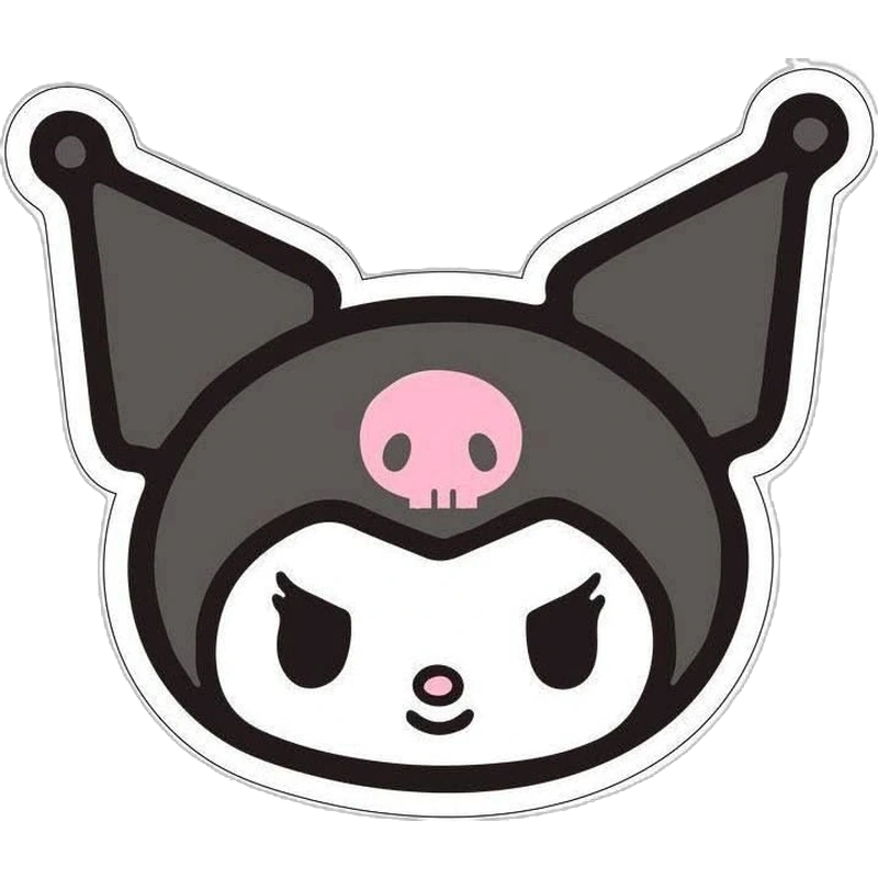 Hình ảnh nhãn dán kuromi với biểu cảm tinh nghịch đáng yêu