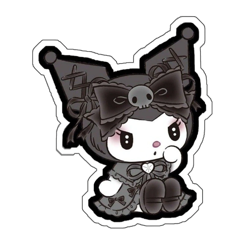 Hình ảnh nhãn dán kuromi với vibe hoạt hình đáng yêu