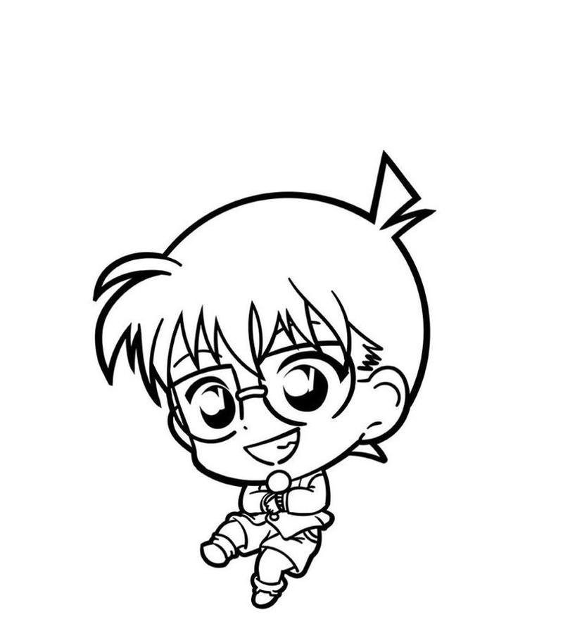 Hình ảnh nhân vật anime Conan chưa tô màu