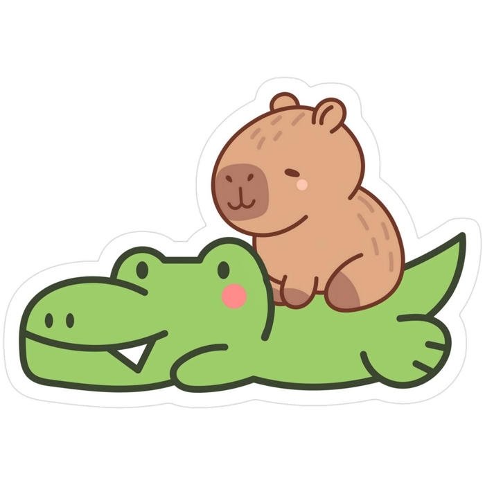 Hình ảnh sticker con vật cute xuất hiện trên trên lưng cá sấu