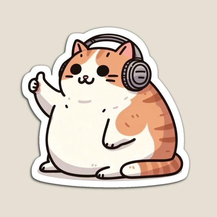 Hình ảnh sticker mèo thể hiện trạng thái vui vẻ
