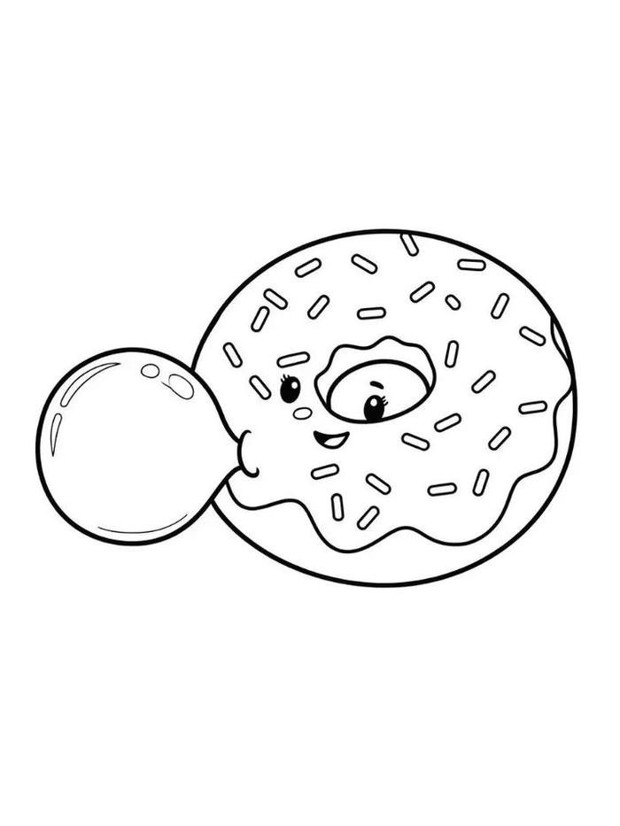 Hình ảnh tranh tô màu donut phong cách chibi