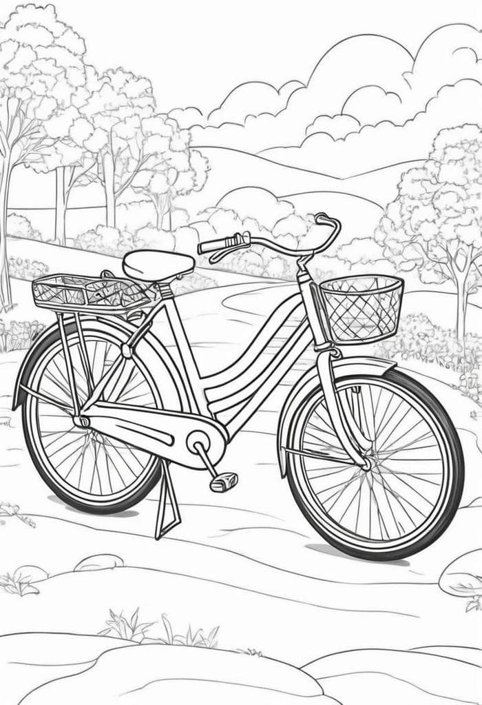 Hình ảnh tranh tô màu xe đạp ghi đông cân đối