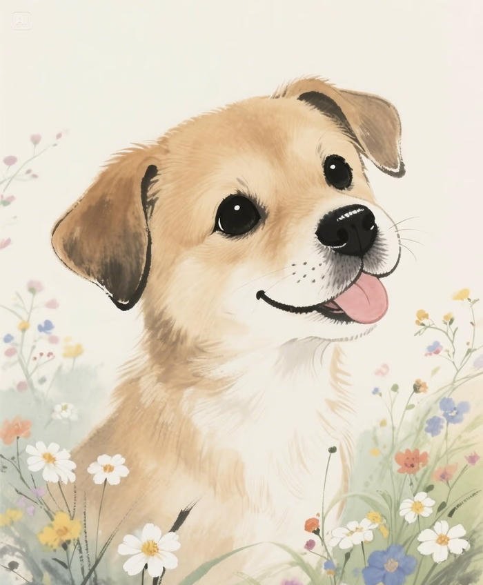 Hình anime chó dáng ngồi yên