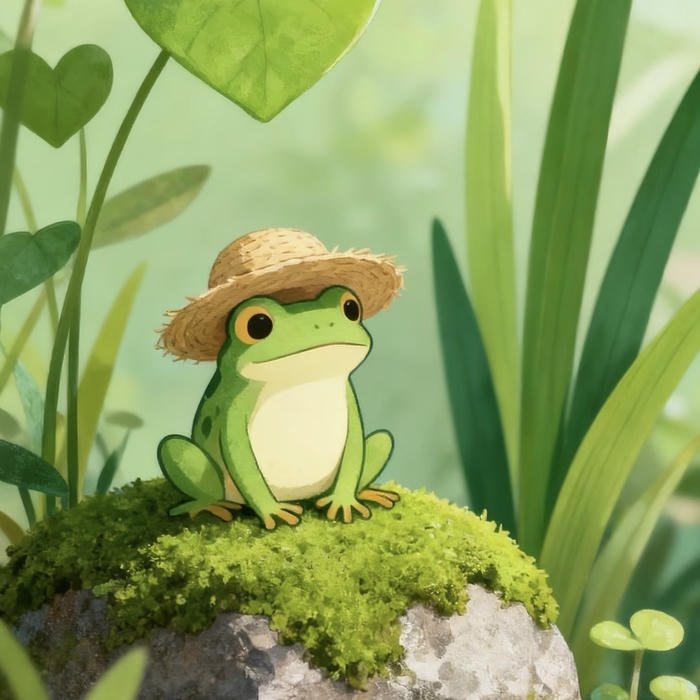 Hình anime ếch dáng ngồi yên