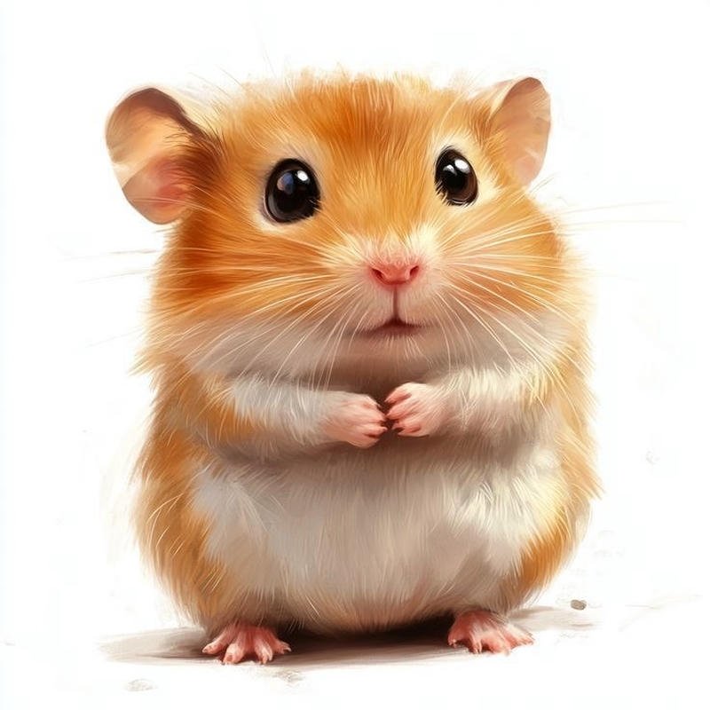 Hình hamster chibi cuộn tròn giữa không gian ấm áp