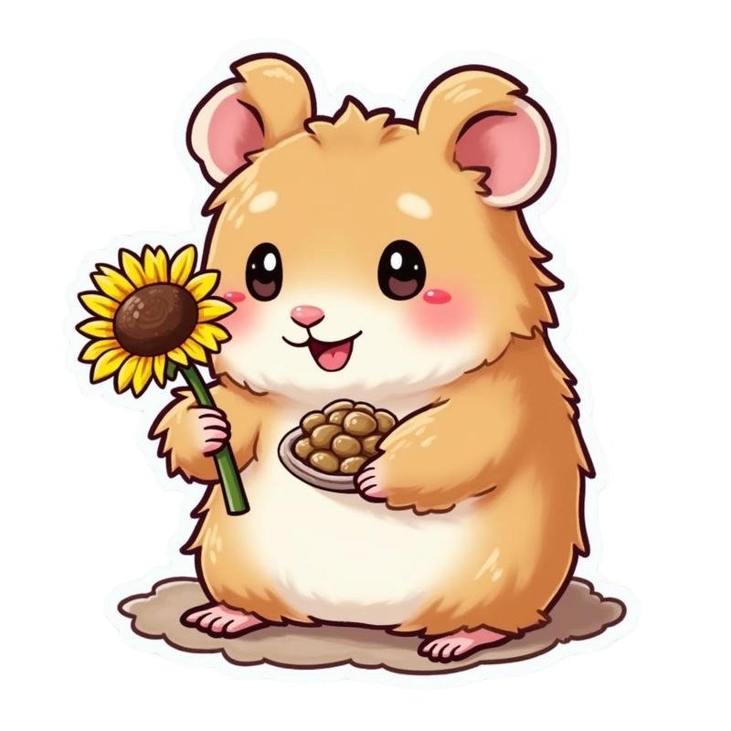 Hình hamster chibi nằm dài trong trạng thái thư giãn