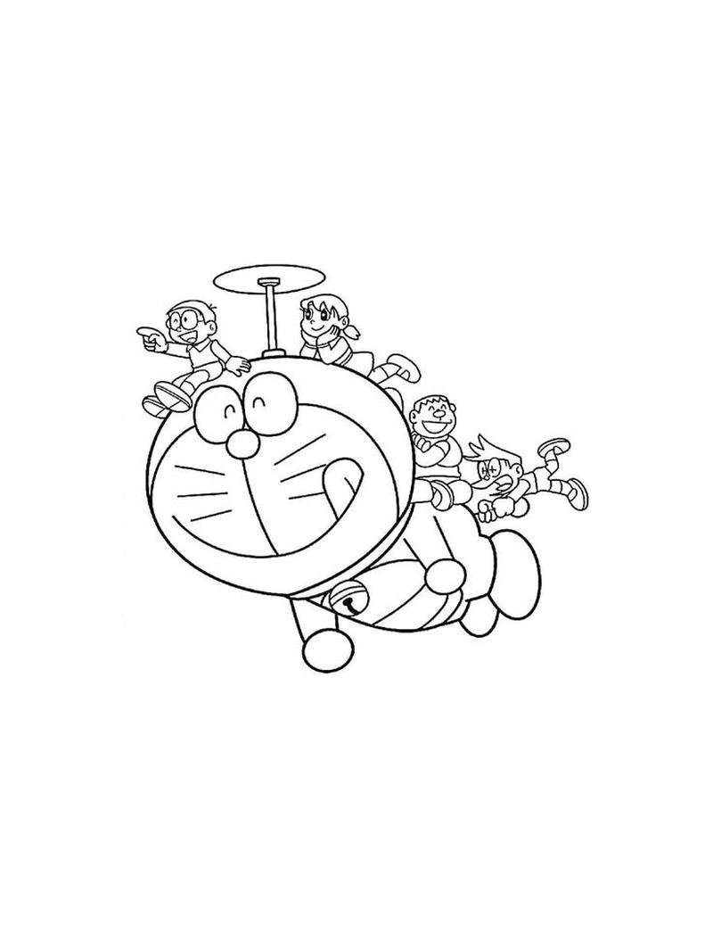 Hình minh họa mèo máy Doraemon dễ tô màu