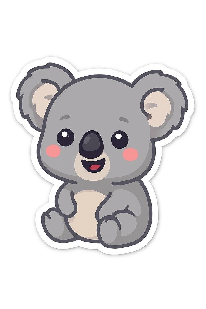 Hình sticker con vật cute có bố cục hài hòa con koala