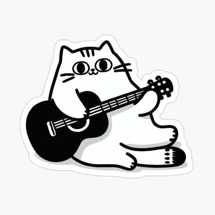 Hình sticker trắng đen cute phù hợp dán vật dụng học tập