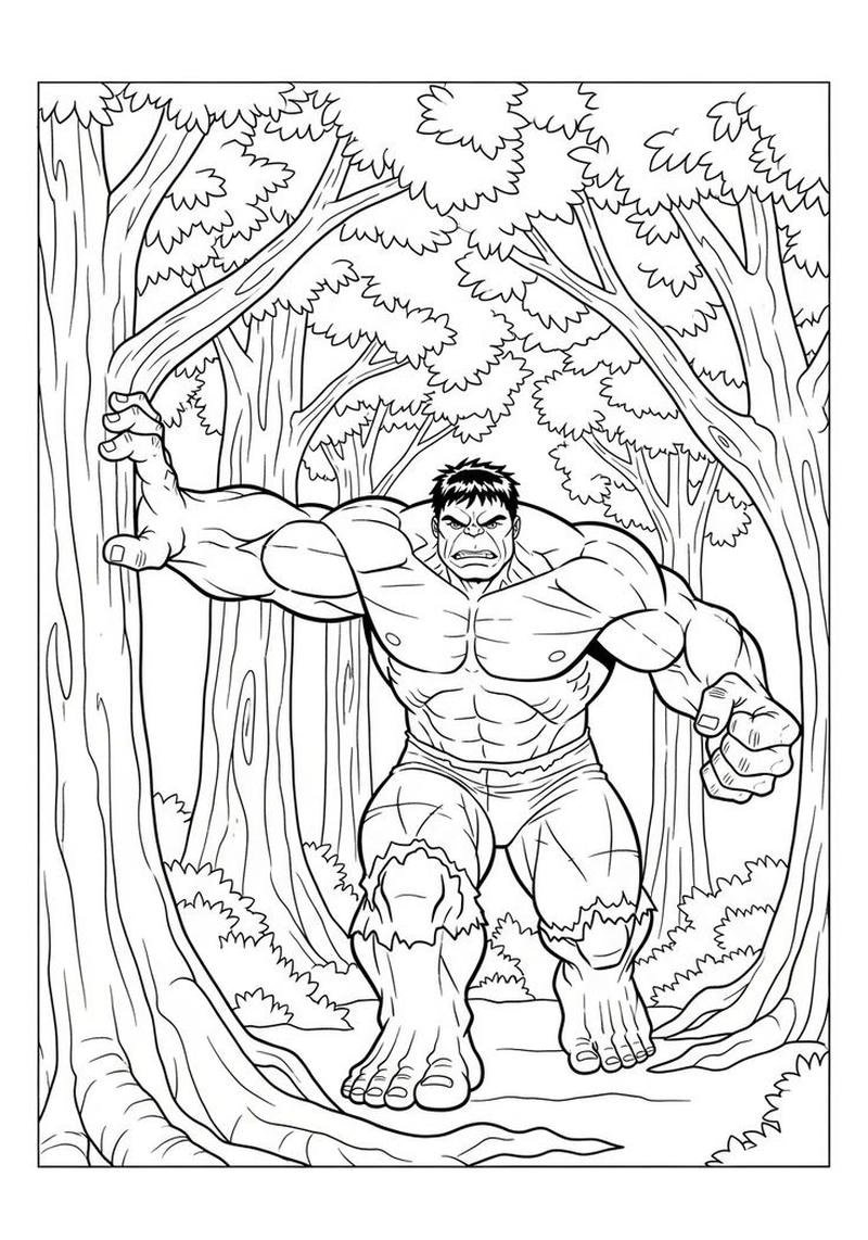 Hình thiết kế tranh tô màu Hulk sáng rõ