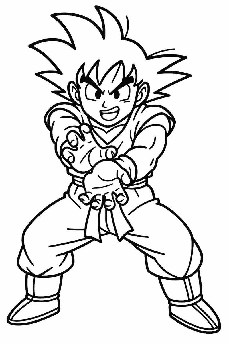 Hình thiết kế tranh tô màu Songoku rõ nét