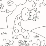 Hình tô màu con hươu cao cổ nhìn nghiêng đáng yêu