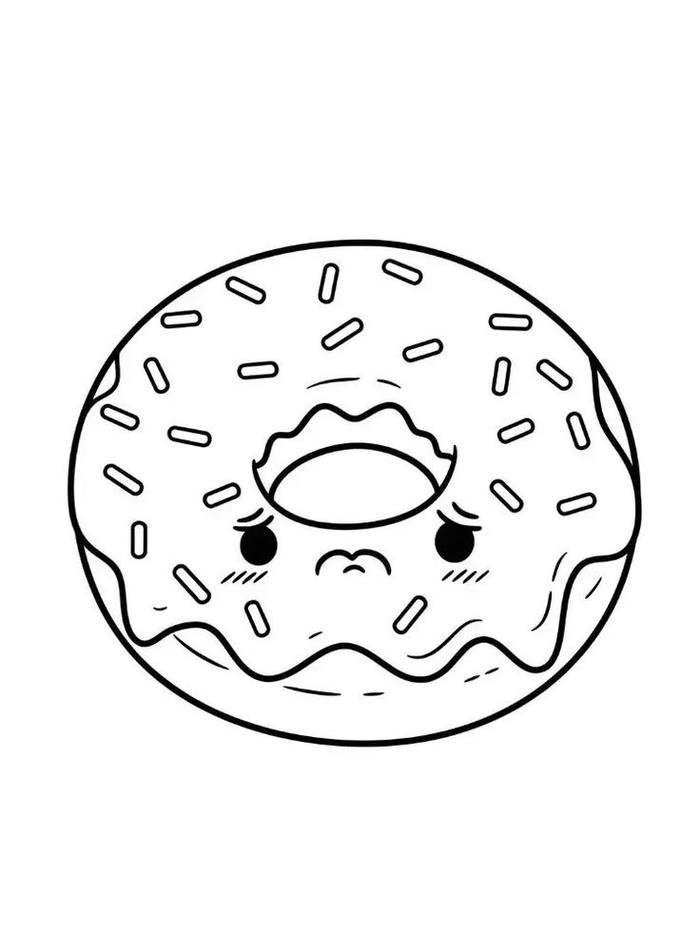 Hình tranh tô màu donut biểu cảm