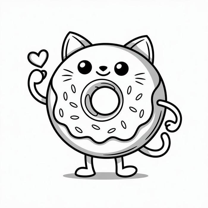 Hình tranh tô màu donut phong cách hoạt hình