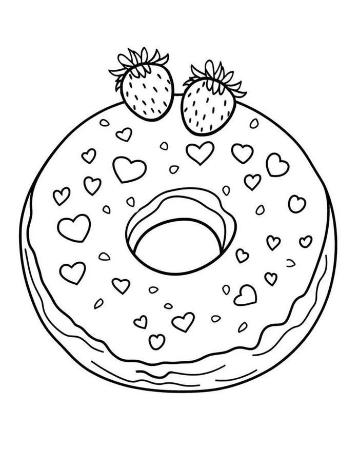 Hình tranh tô màu donut viền kem mềm mại