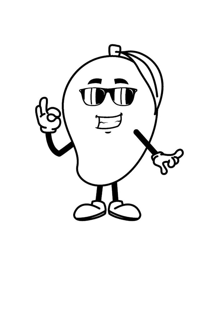 Hình tranh tô màu quả xoài phong cách chibi