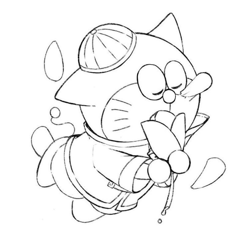 Hình vẽ Doraemon đáng yêu cho bé tập tô