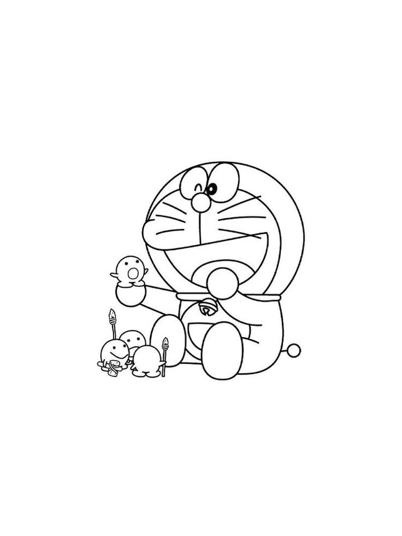 Hình vẽ Doraemon hoạt hình dễ in tô màu