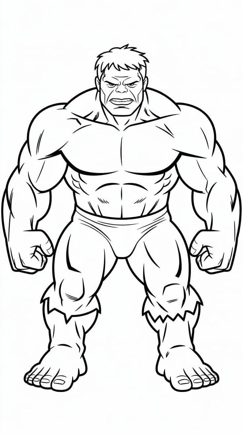 Hình vẽ Hulk hoạt hình phù hợp bé tập tô
