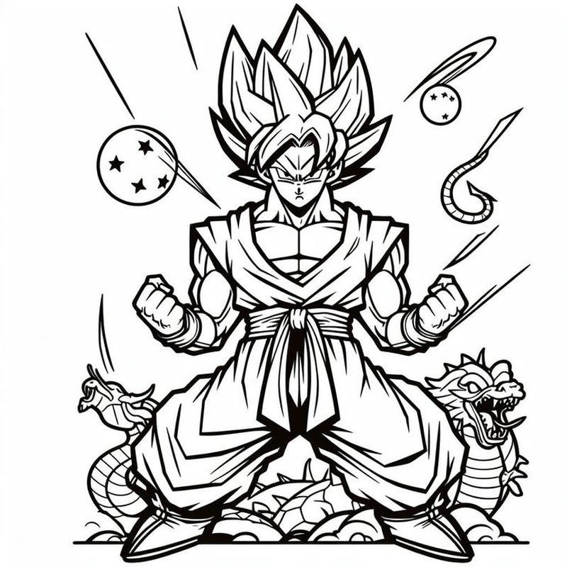 Hình vẽ Songoku tung chiêu Kamehameha