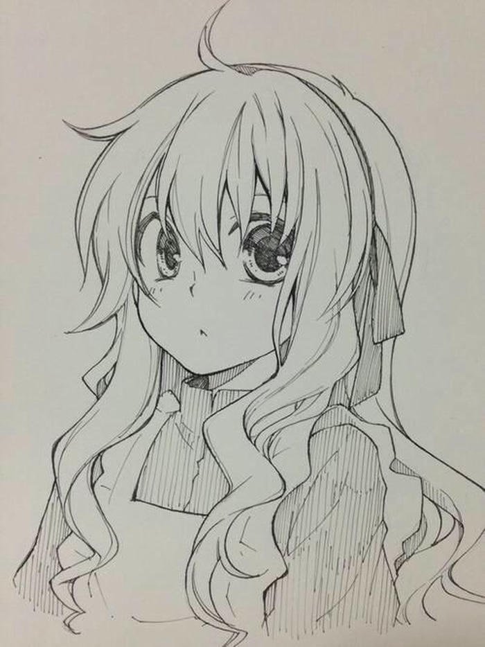 Hình vẽ anime cute đường nét gọn gàng