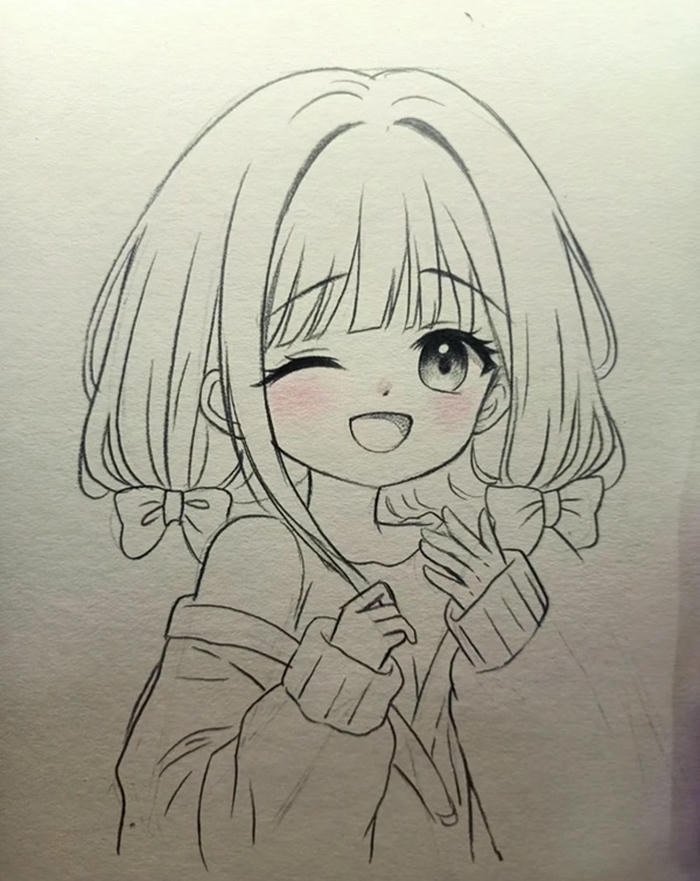Hình vẽ anime cute phong cách đơn thuần
