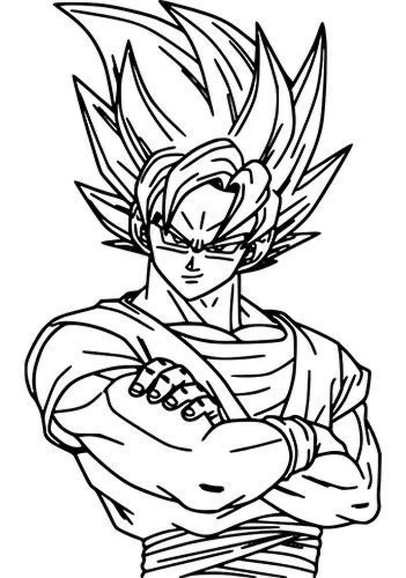 Hình vẽ nhân vật chiến binh Saiyan tranh tô màu Songoku