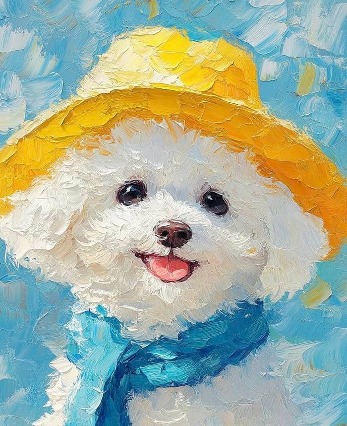 Hình vẽ tranh con chó mang phong cách mộc mạc