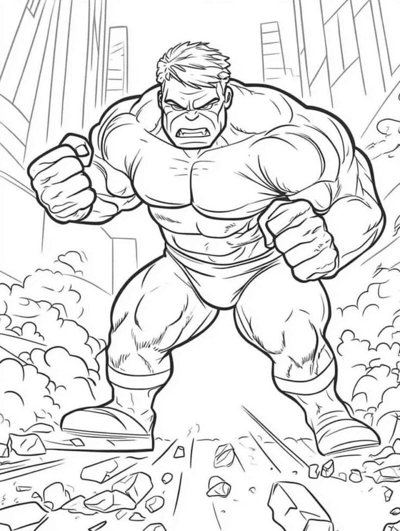 Mẫu tranh tô màu Hulk phong cách ngộ nghĩnh