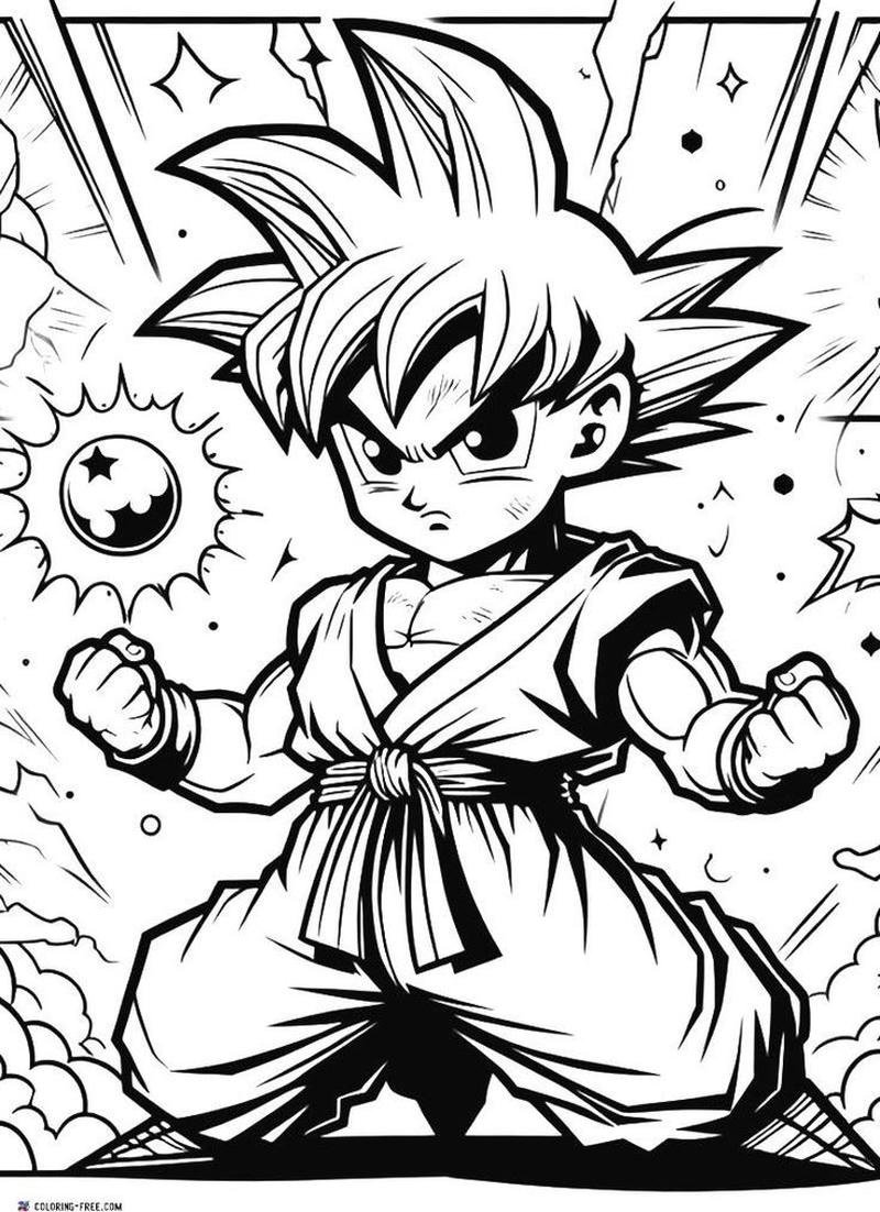 Mẫu tranh tô màu Songoku phong cách vui nhộn