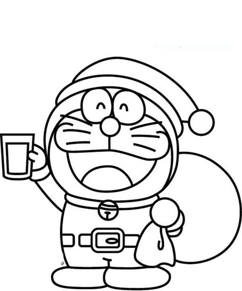 Thiết kế tranh tô màu Doraemon nét vẽ đơn giản