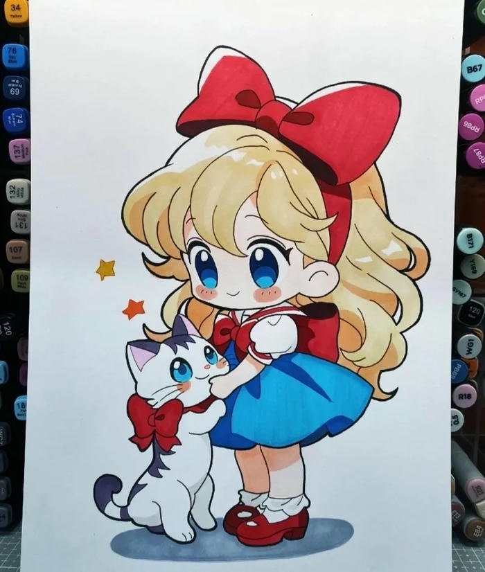 Tranh anime cute màu sắc hài hòa