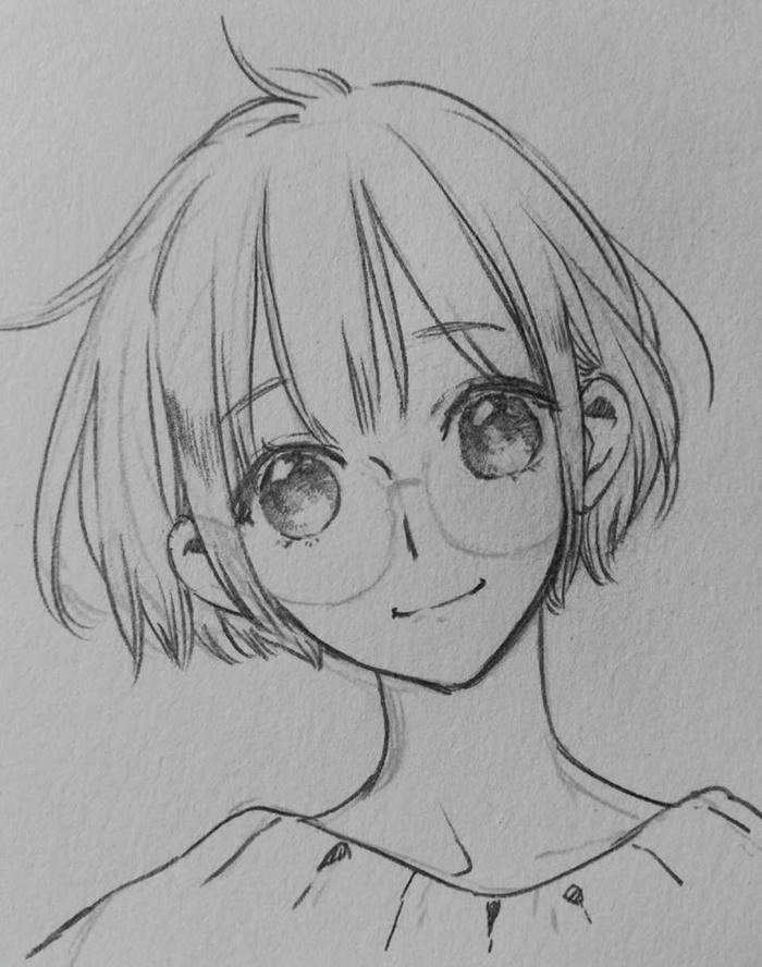 Tranh anime cute nét vẽ đơn giản